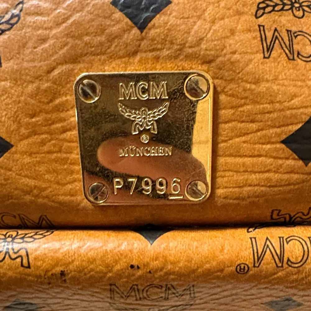 MCM Cognac Leather Satchel with Gold Accents - Picture 15 of 16